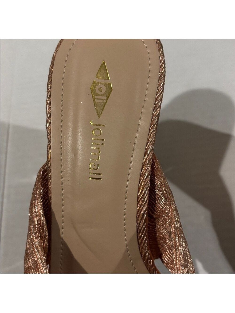 JoliMall Rose Gold Sandals With Bow On Vamp - Size 9 - Picture 2 of 8